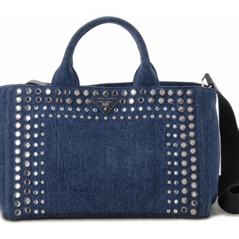 Prada Denim Rhinestone Canapa Original Long Strap for crossbody 💕